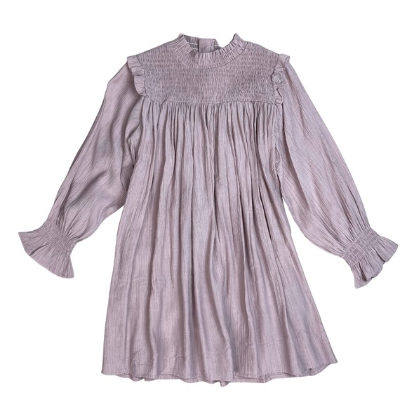 Pleats Collection Other - Girls Smocked Neckline Ruffle Dress Long Sleeve Mauve Sz 8 Cottagecore Whimsical